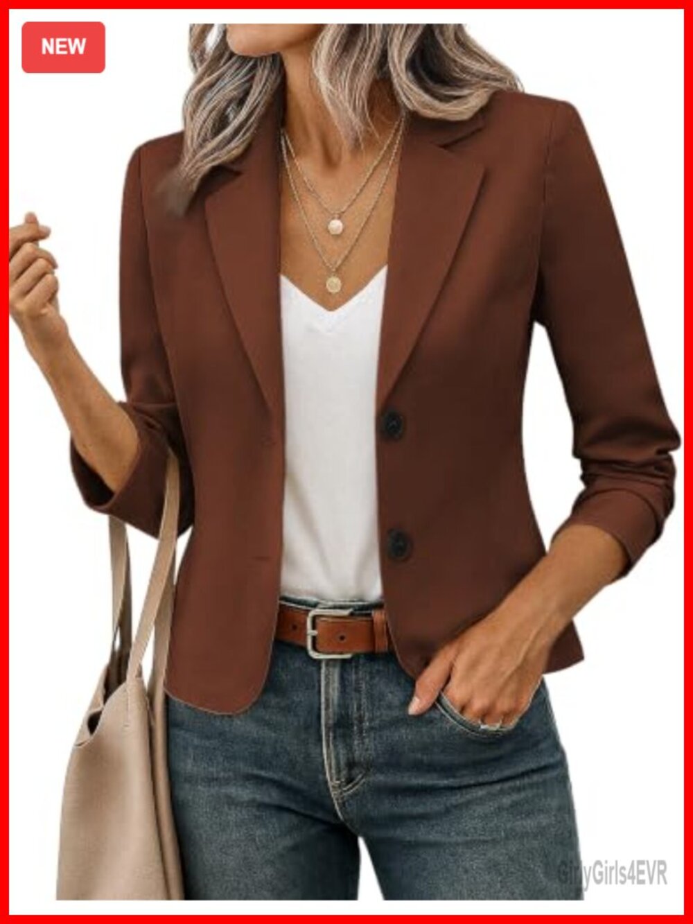 Cropped Blazer Jacket Notch Lapel Single-Breasted Business Casual Work